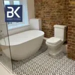Here's a peek at a recent bathroom installation we have done. We love the mix of contemporary bathroom suite against the rustic brick wall. Gorgeous. #bathroomenvy #kitchensofinstagram #modernbathrooms #tonbridgekitchens #open7daysaweek